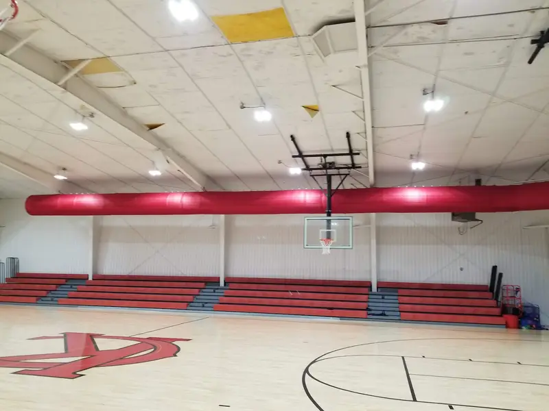 Ductwork installed in a gym